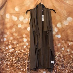 Taupe suede-like duster vest